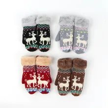 Теплые детские перчатки с мультяшным оленем на полный палец; утепленные варежки; ветрозащитные детские перчатки с оленем; Rekawiczki Dzieciece