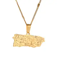 Stainless Steel Puerto Rico Map Pendant Necklaces Puerto Ricans Map Charm Jewelry 1