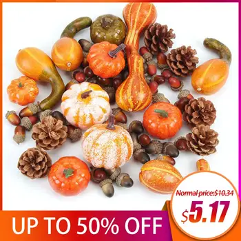 

50Pcs/Set Simulation Pumpkin Golden Autumn Pumpkin Halloween Pumpkin Thanksgiving Decoration Pumpkin Props Artificial Pumpkin