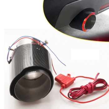 

Car Exhaust Inlet Carbon Fiber End Tail Pipe Exhust with LED Light