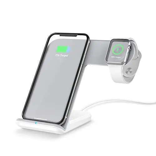 

Wireless Charger, 2 in 1 Fast Phone Watch Qi Charging Stand Charging Station Dock Compatible for Apple Watch