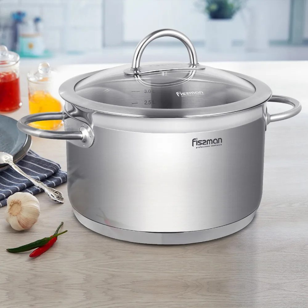 BENJAMIN serie cacerola con tapa de vidrio 304 olla sopera de acero inoxidable de fondo olla de cocina