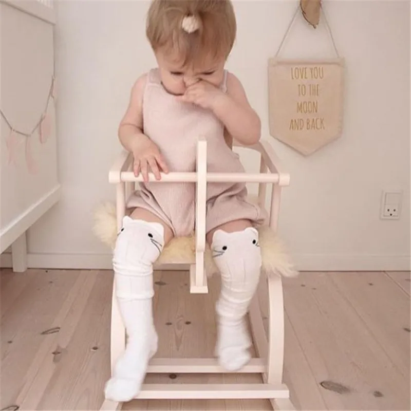 Зимние хлопковые носки для девочек, длинные детские гольфы, детские носки принцессы с рисунком кота, носки для маленьких девочек, одежда для маленьких девочек 0-3 лет