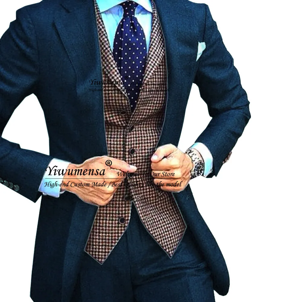 Королевский синий пиджак с брюками свадебные костюмы для мужчин Traje Hombre 3 шт. мужской костюм на заказ костюм Homme Mariage Жених блейзер - Цвет: Model 4