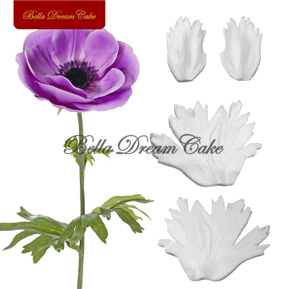 4 шт./компл. силиконовая форма Anemone в виде цветов Листьев - Цена: 325,96 руб.