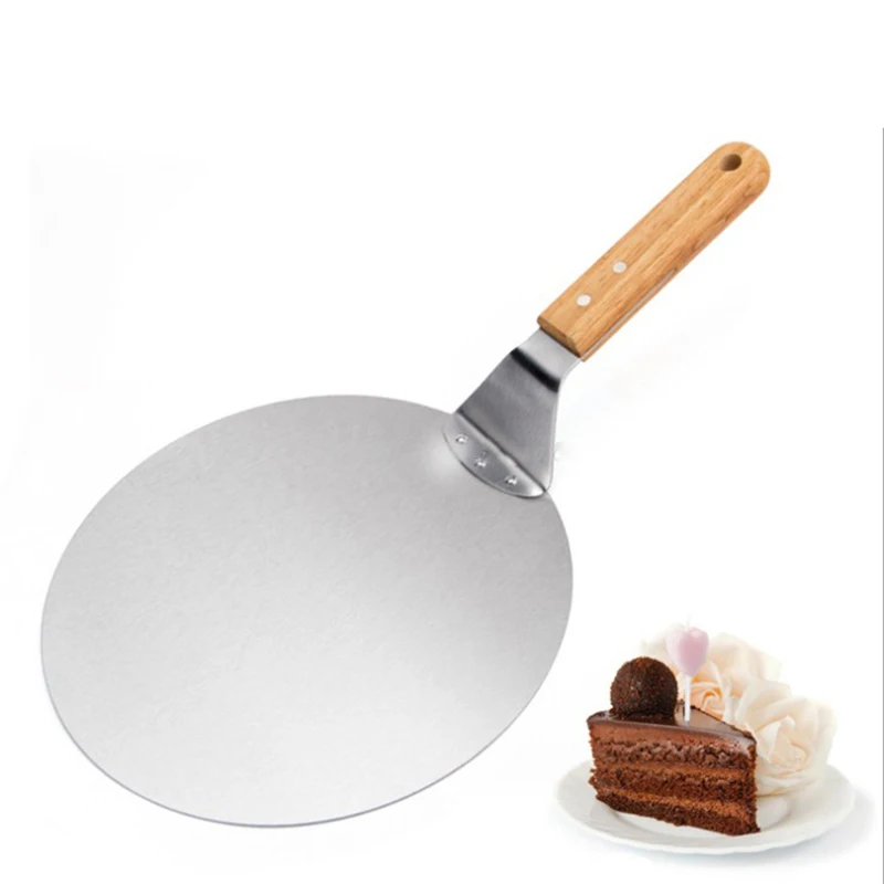Stainless steel cheese knife baking tool pizza shovel baking tool cake shovel wooden handle kitchen scraperKitchen accessories