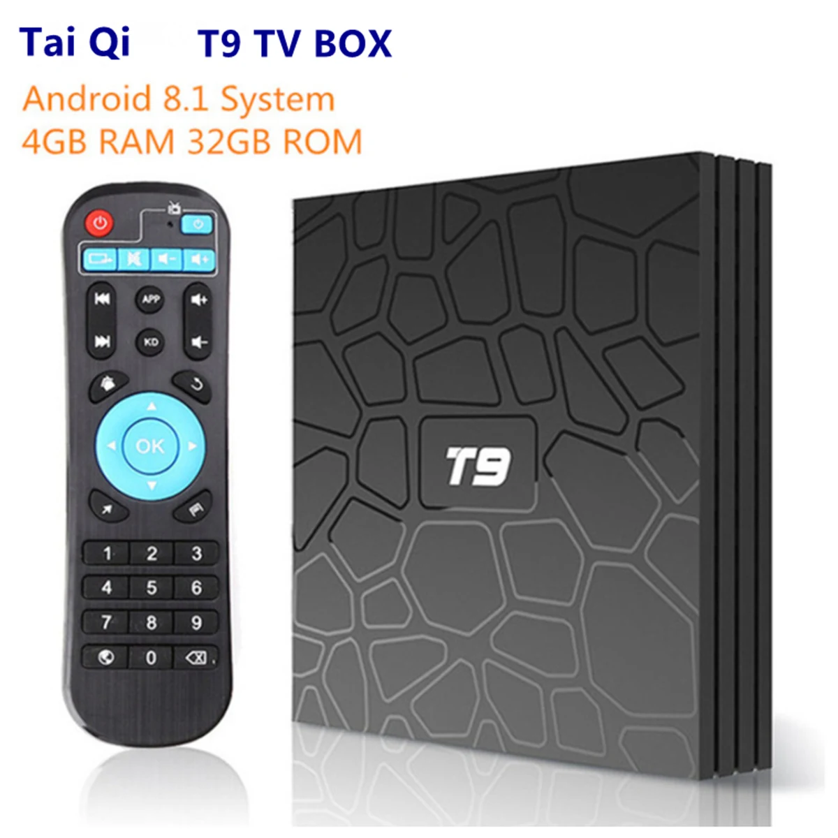 

T9 Android 8.1 Rk3328 2.4G/5G Set top box Octa core Dual WIFI 4K Bluetooth 4.0 4G RAM 32GB 64GB IPTV GooglePlay media player