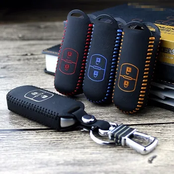

Leather key cover for mazda 2014-15 mx-5 2009 x8 2008 mazda 6 2009 2008 bag car key case 3 button Free shipping