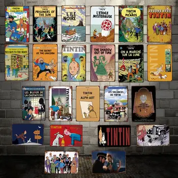 

[ WellCraft ] Adventures of TINTIN Metal Plaque Wall Tin Signs Posters art Vintage Painting Personality Custom Decor LT-1826