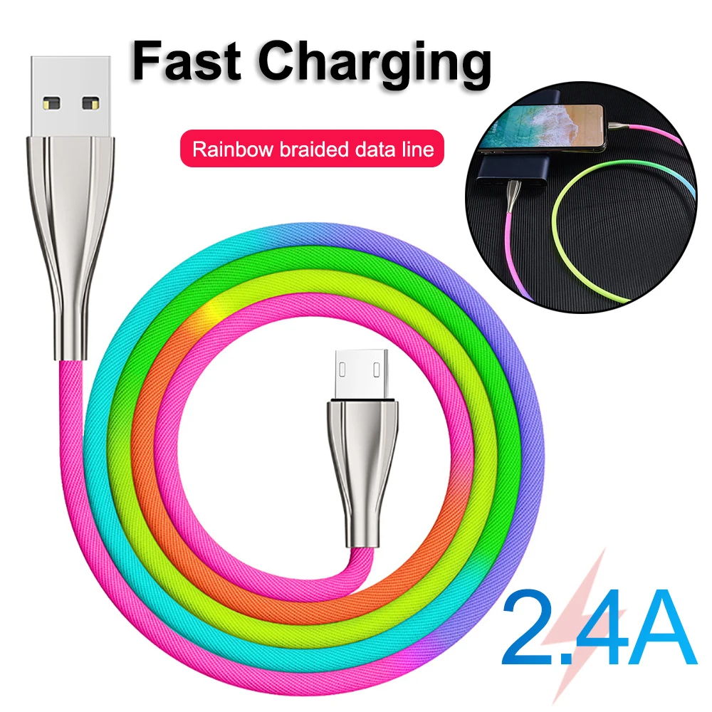Rainbow 1 pcs 2 шт. Радужный разноцветный usb-кабель для мобильного телефона Micro usb type C зарядный кабель usb-c/HDMI для MacBook Pro samsung Note 10 S9 Plus huawei P30 Pro - Цвет: Rainbow 1 pcs