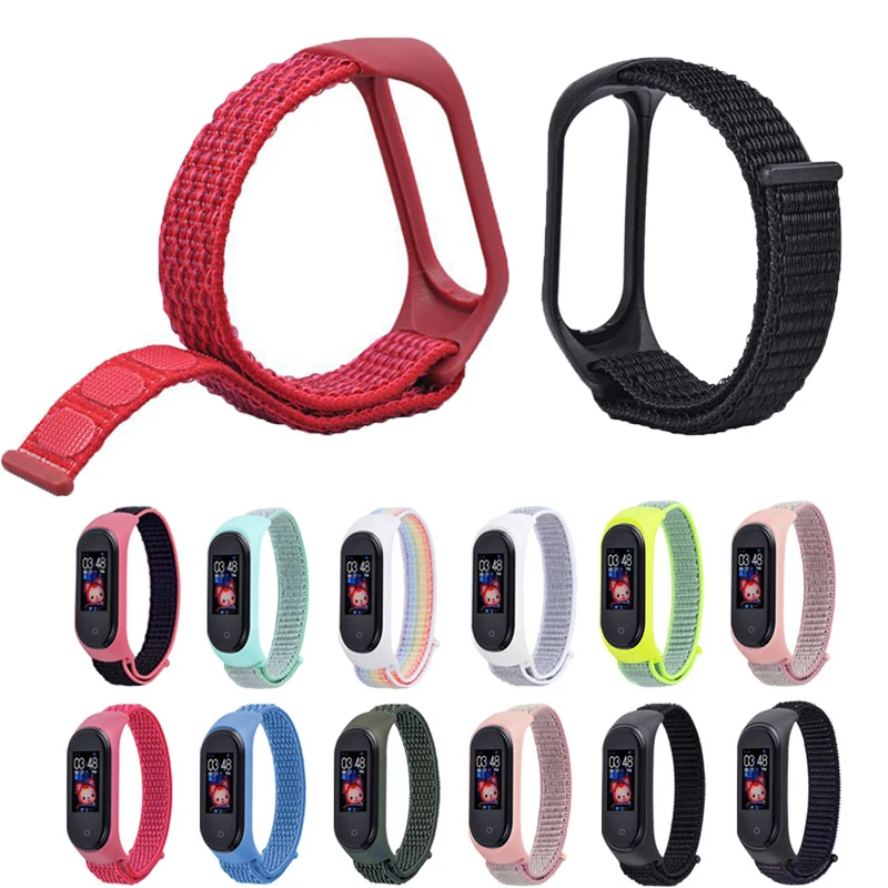 Нейлоновый спортивный ремешок мягкий дышащий для Xiaomi Mi band 4 совместимый с Band 3