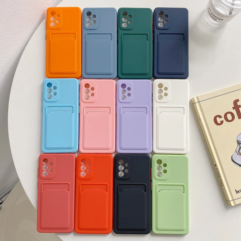 cute samsung phone case Silicone Card Holder Slot Phone Case For Samsung Galaxy A20E A10S A12 A21 A21S A31 A42 A02s A11 A82 M51 M31S M30S M51 Back Cover cute samsung phone case