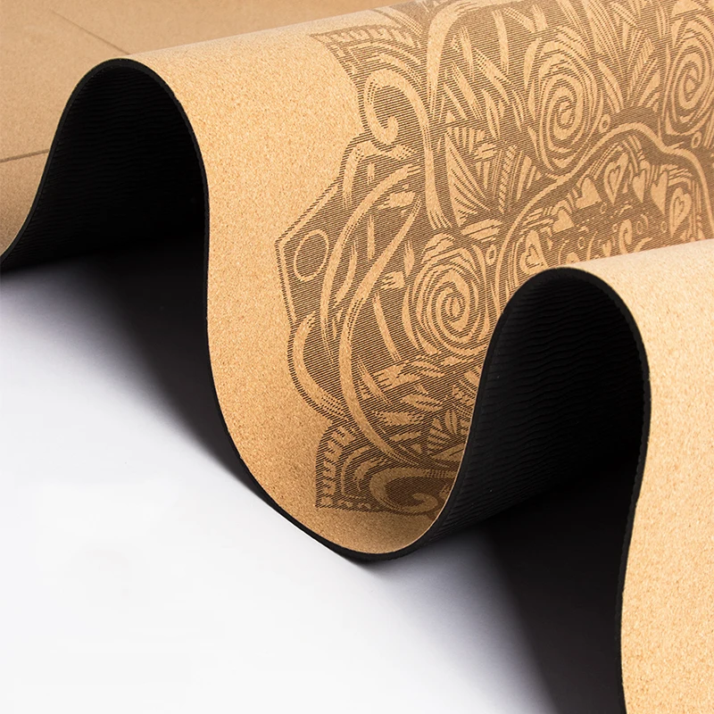 Yoga Mat Jusenda 173X58CM Natural Cork TPE Non-slip 5mm Fitness Exercise