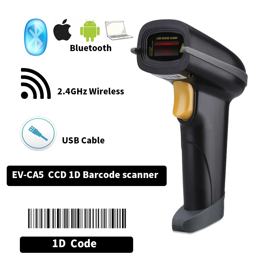 EVAWGIB EV-WJ08 Wireless 1D Barcode scanner EV-B208 Bluetooth 2D Barcode scanner QR Bar Code Reader PDF417 for IOS Android IPAD small car inspection equipment Code Readers & Scanning Tools