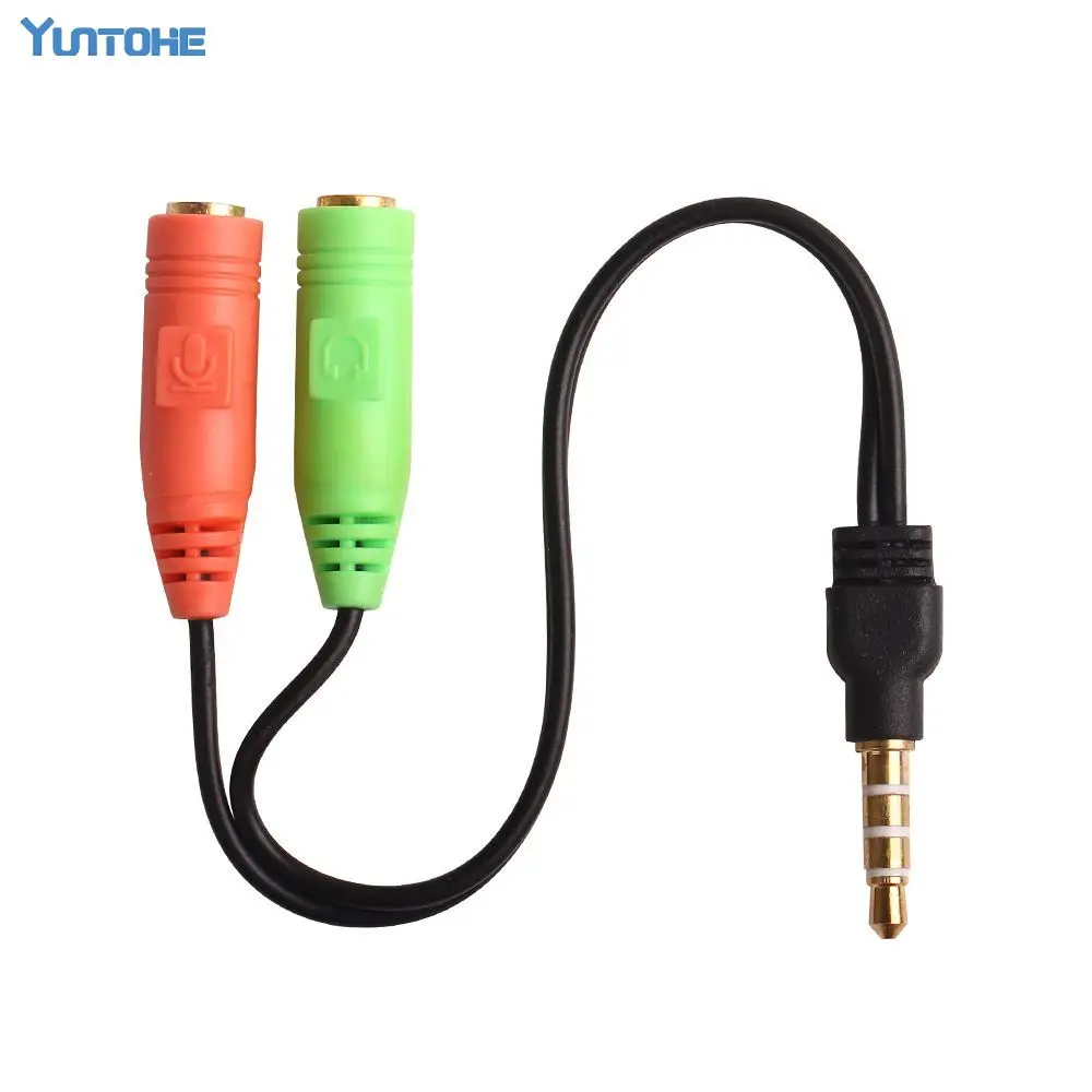 Universal Male to 2 Female 3 5mm AUX Extension Headphone Mic Audio Splitter Cable Y Splitter Adapter for HTC One for iPod MP3