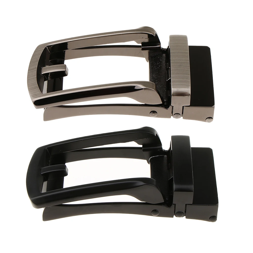 2 Pieces Ratchet Belt Buckle Only for Leather Belt Strap, Automatic Slide Click Buckle Replacement Supplies for Repair Making
