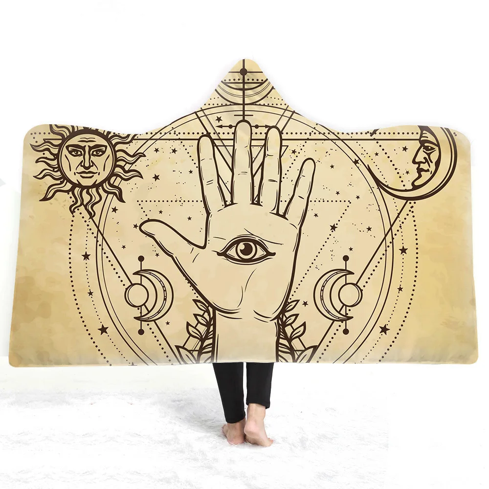 

India Witchcraft Hooded Blanket Divine Series Printed For Adults Childs Sherpa Fleece Blanket Microfiber Wearable Throw Blanket