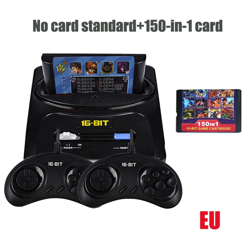 POWKIDDY K5 Ретро Мини ТВ Видео игровая консоль для sega MegaDrive 16 бит игры встроенные 30 игр два геймпада AV Out отправить карту - Цвет: EU AND 150CARD