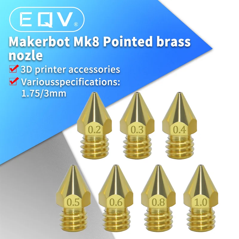 0,8 1,2 mm para impresora 3D filamento de 1,75 mm 1,0 0,6 0,5 0,3 0,4 Surtido de 8 boquillas extrusoras de acero inoxidable MK8 0,2 