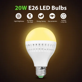 

E26 20W LED Light Bulb 300 Degree Beam Angle LED For Table Desk Lamp 3000K 110V For Home Indoor Lighting Decor Warm White