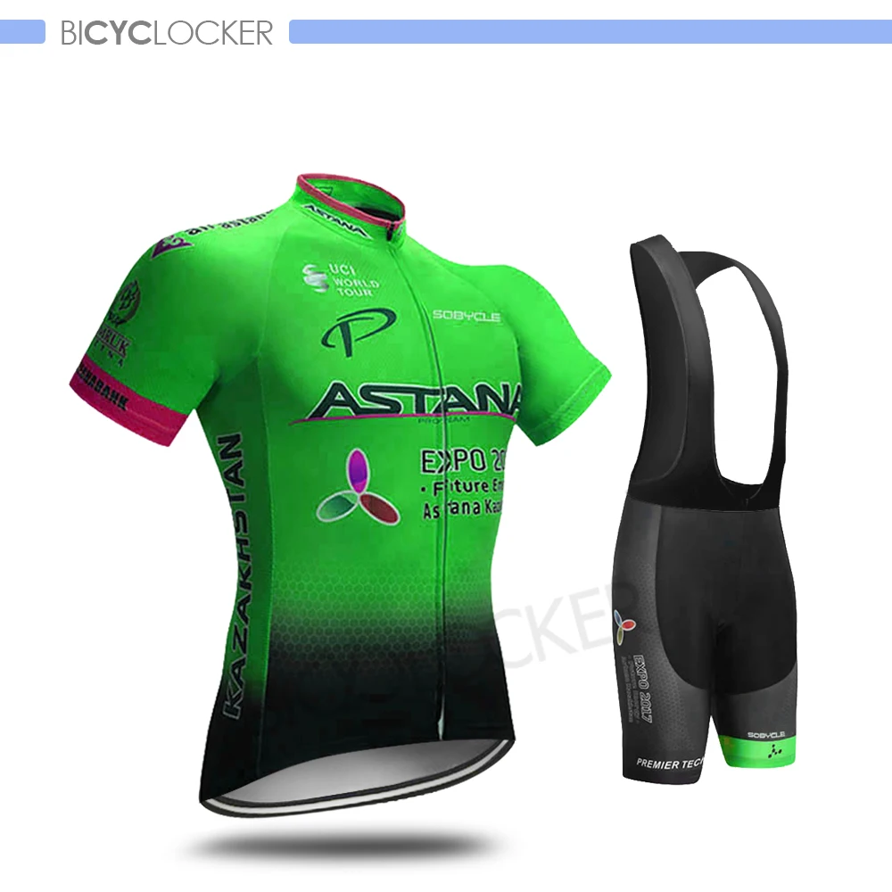 Bib Cycling Set Астана велосипедная одежда для мужчин велокоманда Джерси наборы Униформа велосипед Ropa Ciclismo Майо дорожный велосипед короткий рукав рубашки быстросохнущая - Цвет: Bib Cycling Set