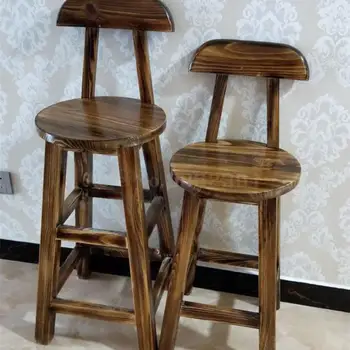 

Solid Wood Bar Chair Wooden High Stool Recreational Bar Chair Backrest Chair Household Solid Wood High Chair Bar Stool High Chai