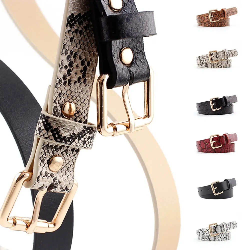

Women PU Leather Snake Print Waist Belt Ladies Dress Jeans with Buckle TC21