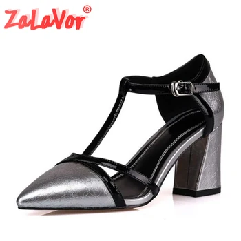 

ZALAVOR T-Strap Real Leather High Heel Summer Sandals Wedding Party Sexy Sandals Daily High Quality Shoes Women Size 34-39
