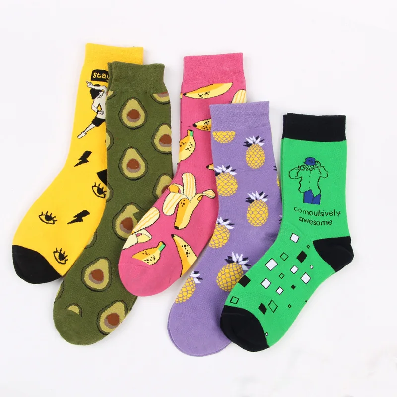 Женские носки, Мультяшные зимние милые носки с фруктами, Харадзюку, женские Мультяшные зимние мужские хлопчатобумажные носки, повседневные носки