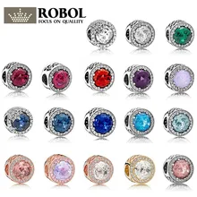 PDB ZZ 01 925 pure silver glass beads polychrome round Italian zircon gemstone high quality 1:1 imitation jewelry