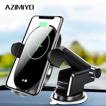 

AZiMiYO Qi Wireless Car Charger 15W for iPhone 11 Pro Max Samsung S20 Quick Charging Car Mount Mobile Phone Holder 2 in1