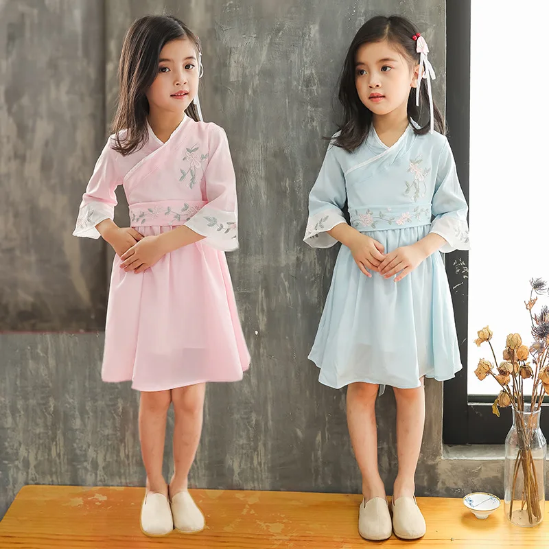 Рубашка с короткими рукавами для девочек Cheongsam, детский чонсам, женский летний детский чеонгсам, детская одежда в китайском стиле 1820 г