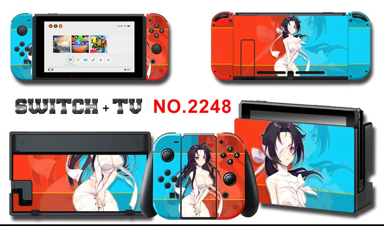 1set New Cute Anime Full Body Sticker for NS Switch Protective Cover Skin Colorful Art for Game Console Joy-Con Controller Decor