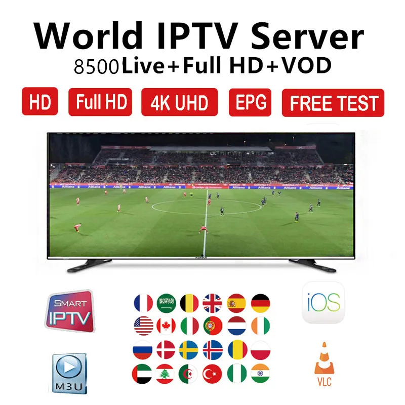 8500+ Live World IPTV подписка Европа Франция Бразилия арабский голландский Швеция французский Польша Португалия для смарт iptv-приставка M3U