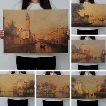 Mling, 1 unidad, Resorts Vintage, ciudad acuática, Venecia, paisaje marino, pintura al óleo sobre lienzo, póster, pared moderna, imágenes artísticas para sala de estar(China)