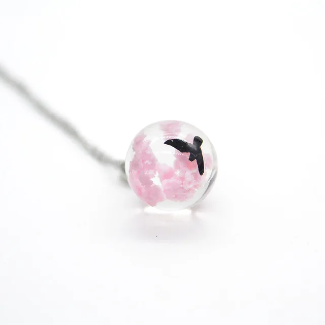 5 Gradient blue sky white clouds black bird transparent resin pendant necklace ladies creative handmade jewelry gift - Окраска металла: 5