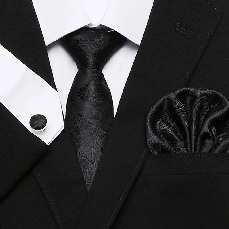 Красный галстук черный мужской Набор однотонных мужских галстуков, шелковые галстуки, брендовые ЖАККАРДОВЫЕ мужские галстуки из 3 предметов - Цвет: S08
