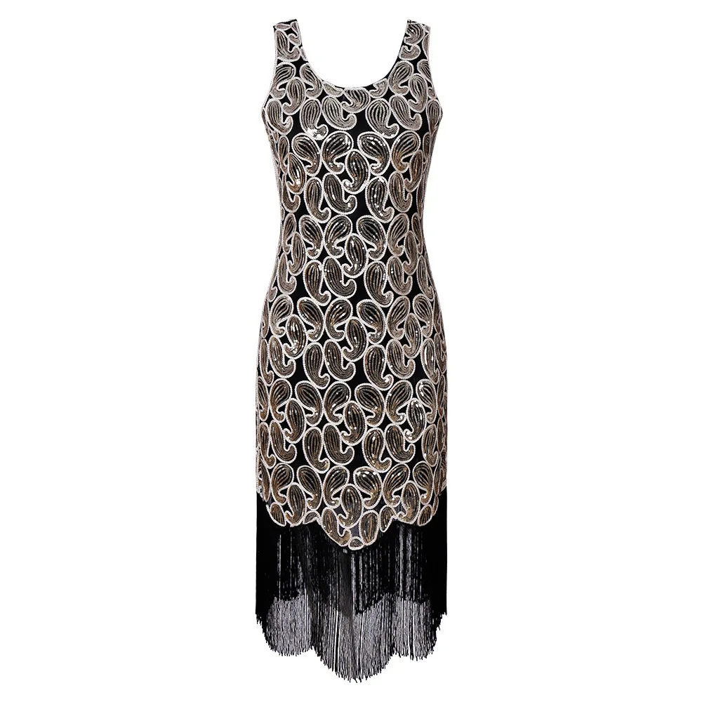 Стиль AliExpress Amazon качество женское платье ретро гатсби блестящее вечернее платье женские