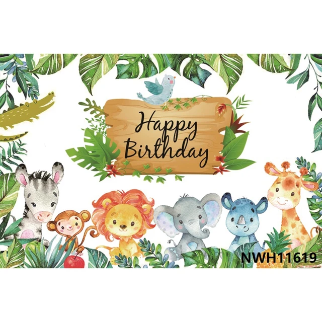 Safari 1st Birthday Backdrop Jungle Tropical Forest Wild One Animal Party Photography Newborn Baby Shower Photo Background Props NWH11619