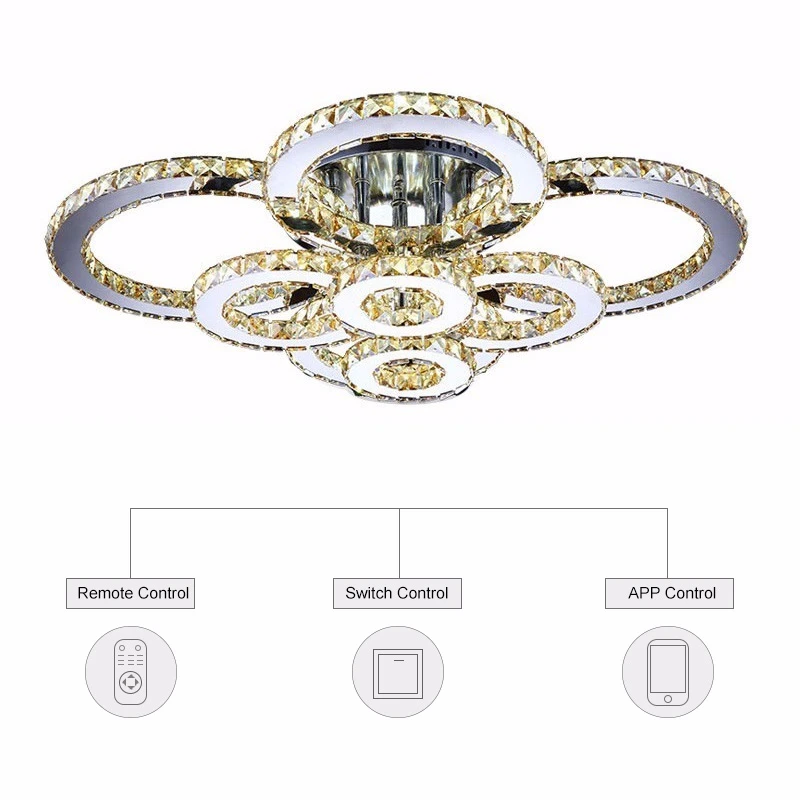  Surface K9 Crystal Modern LED Ceiling Light For Living Room Bedroom Lamp fixture Luxury 8 Rings din - 32825817995