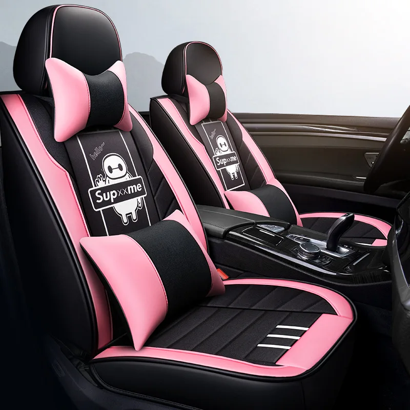 

Summer Automobile Seat Cushion All Edges Included Flax Seat Cover Polo Lavida Fit Tiida Four Seasons Universal Cartoon Seat Cove