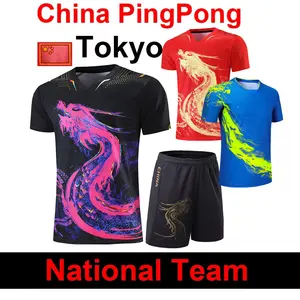 Новейшие комплекты футболок и шорт для настольного тенниса с китайским драконом, мужские и женские детские китайские костюмы для пинг-понг...