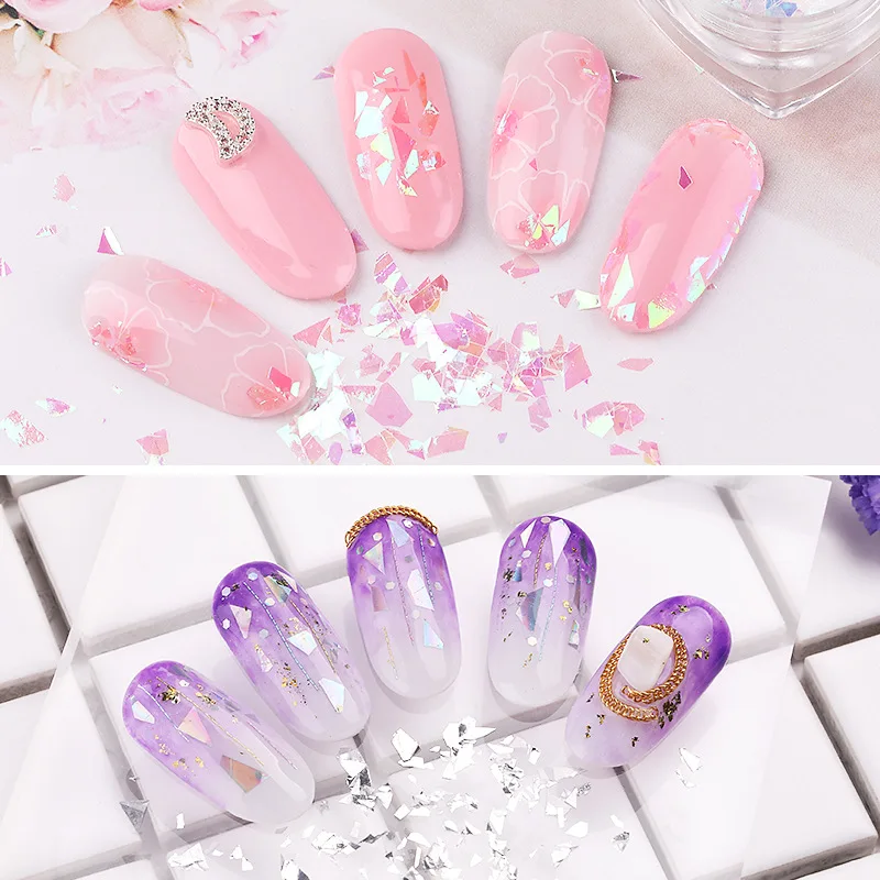 6pcs Gold Silver Nail Art Glitter Flakes Mermaid Holographic Irregular Paillette Spangle DIY Sequins Nail Manicure Decoration