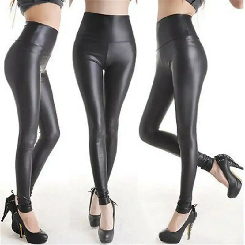 tight faux leather leggings
