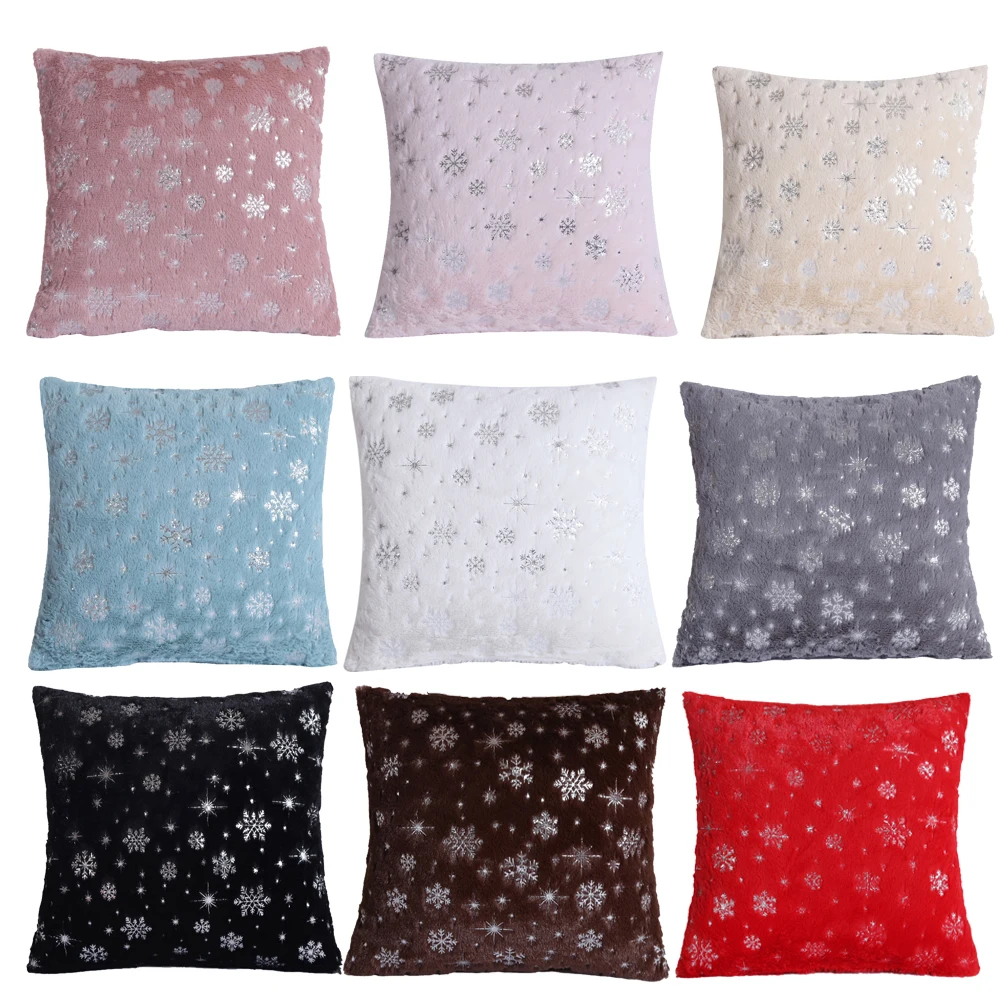 

Decorative Pillows Snow Snowflake Soft Cushion Cover Plush Throw Pillow Cover Seat Sofa Embrace Pillow Case Home Decor 45x45cm
