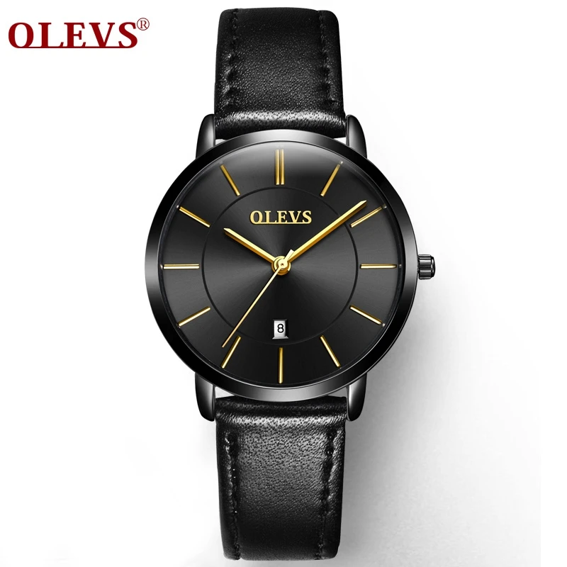 OLEVS ساعة نسائية حمراء عادية جلدية السيدات الساعا...