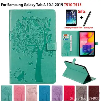

Case For Samsung Galaxy Tab A 10.1 2019 T510 T515 SM-T510 SM-T515 Cover Funda Tablet Cat Tree Pattern Flip Stand Shell +Gift