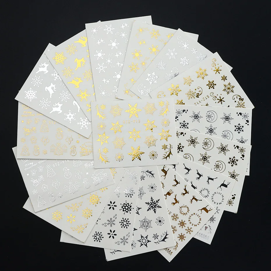 1 шт. золотые серебряные водяные наклейки для ногтей художественные наклейки ползунки снежинки дизайн рождественские украшения 3D маникюрная обертка из фольги TRSTZ-YA-1