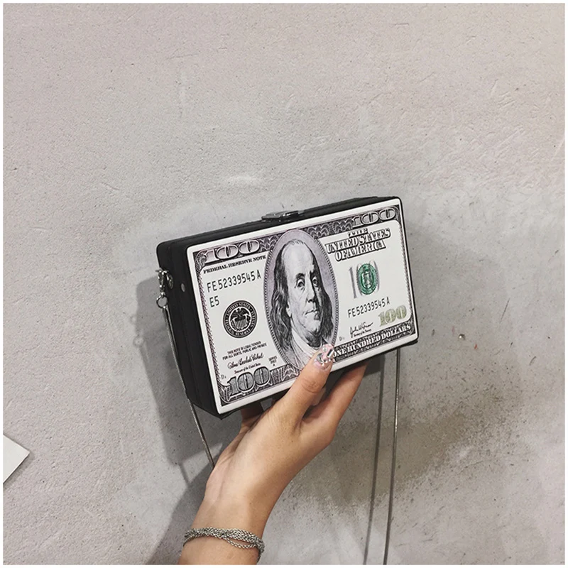 

Fashion Chain Money Printing Women Crossbody Bags Designer US Dollar Printed Shoulder Messenger Bag Girls Personality Small Flap