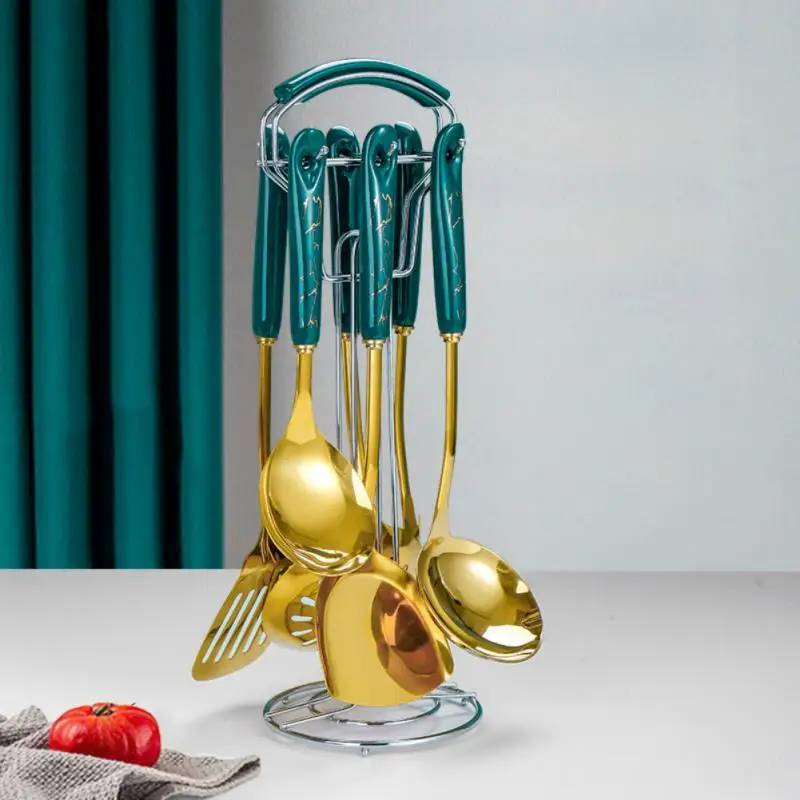 Nordic Design Golden Base Cooking Utensils Set With Golden Stylish Stand 22 Nordic Design Golden Base Cooking Utensils Set With Golden Stylish Stand